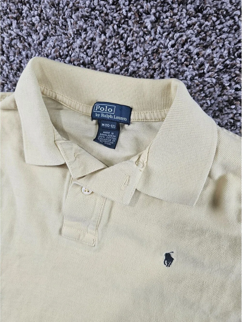 Polo Ralph Lauren Boys Sz M (10-12) Short Sleeve Collared Shirt Light Yellow